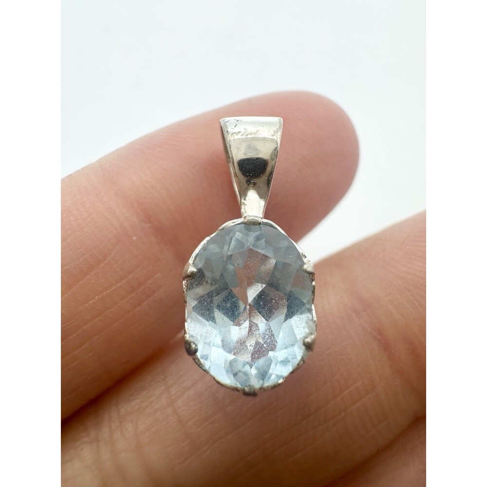 925 Sterling Silver Natural Blue Topaz Pendant 7*9mm